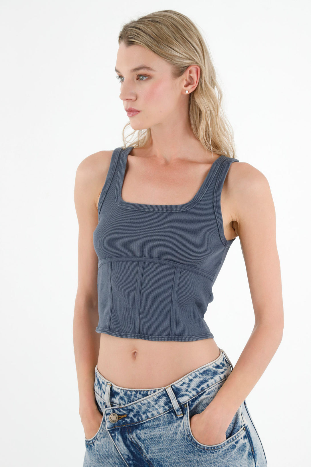 Women's Gray Sleeveless T-Shirt