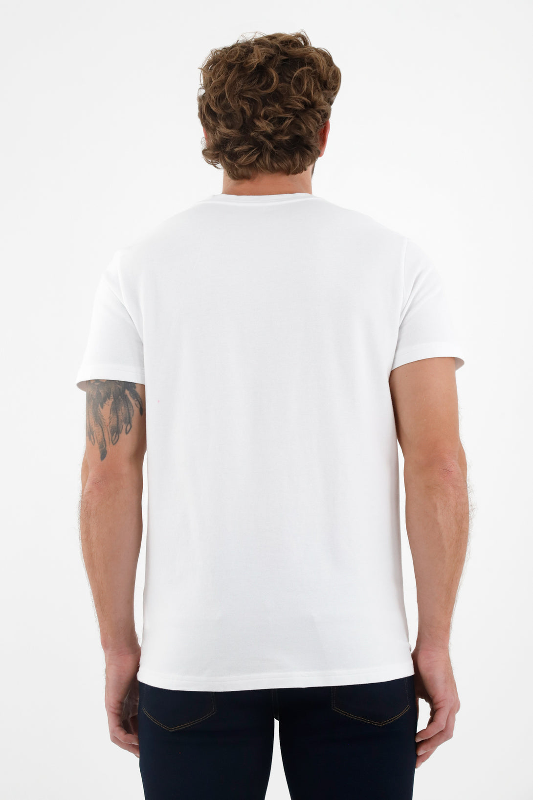 Camiseta blanca con raqueta bordada para hombre