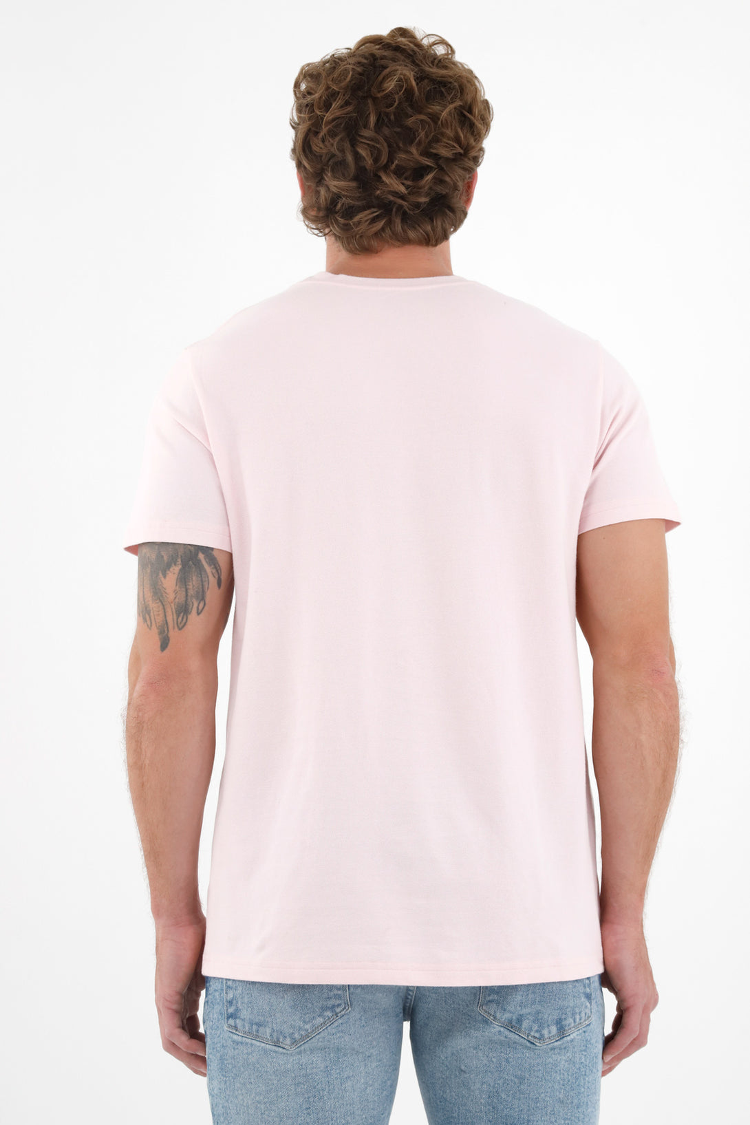 Men's Pink Tennis Racket Embroidered T-Shirt