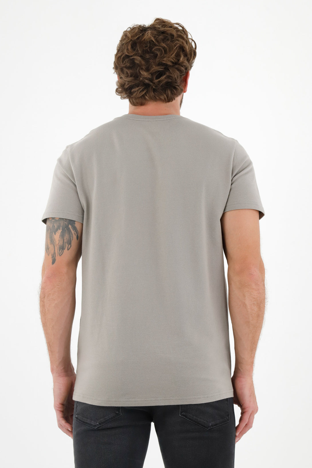 Camiseta gris con raqueta bordada para hombre