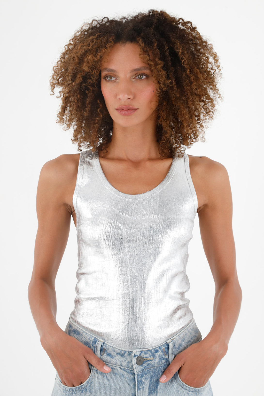 Women's Metallic Sleeveless Top