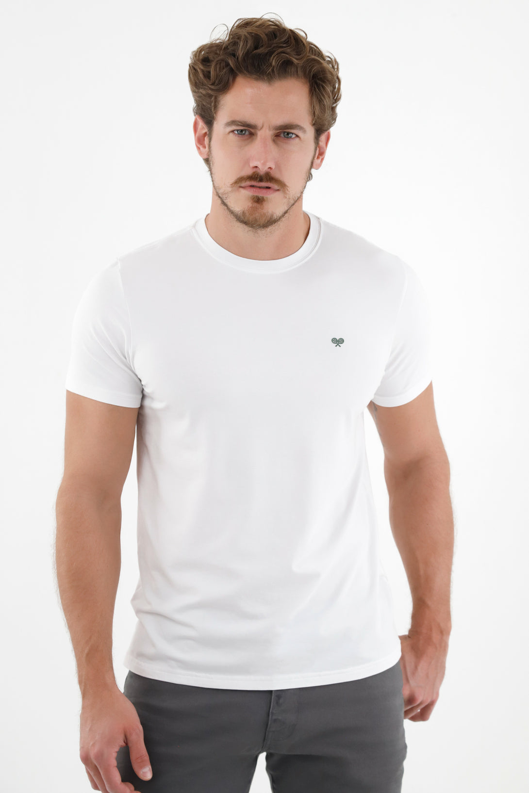 Men's White Tennis Racket Printed T-Shirt