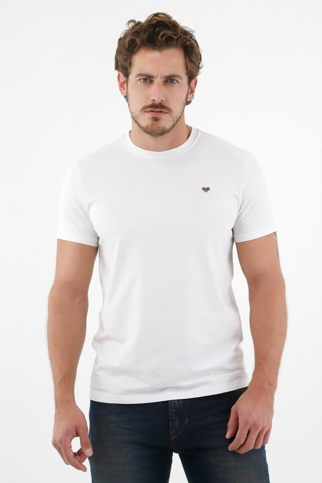 Men's White Tennis Racket Printed T-Shirt