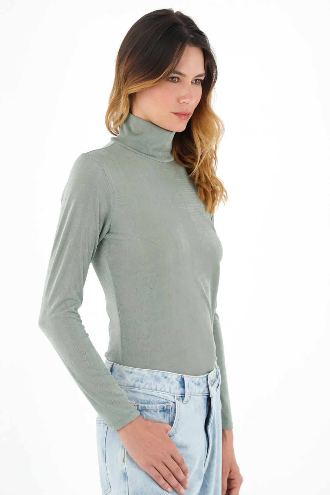 Women's Green High Neck Shirt