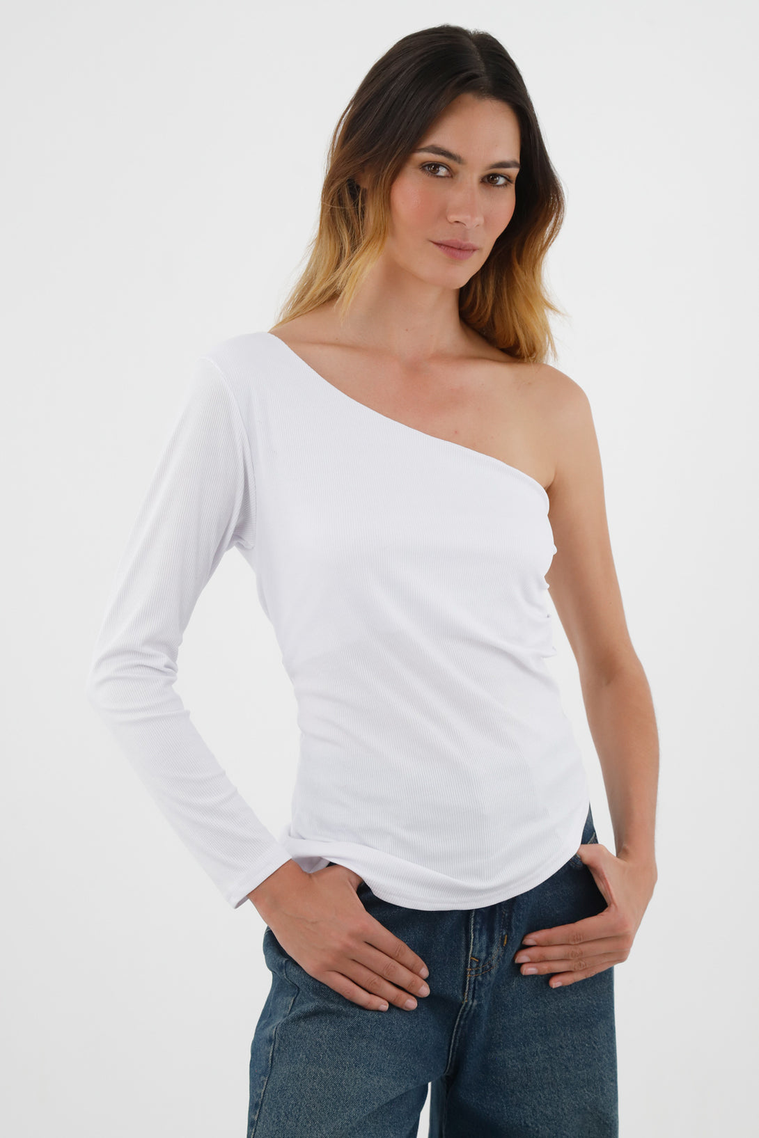 Women's White One-Shoulder T-Shirt