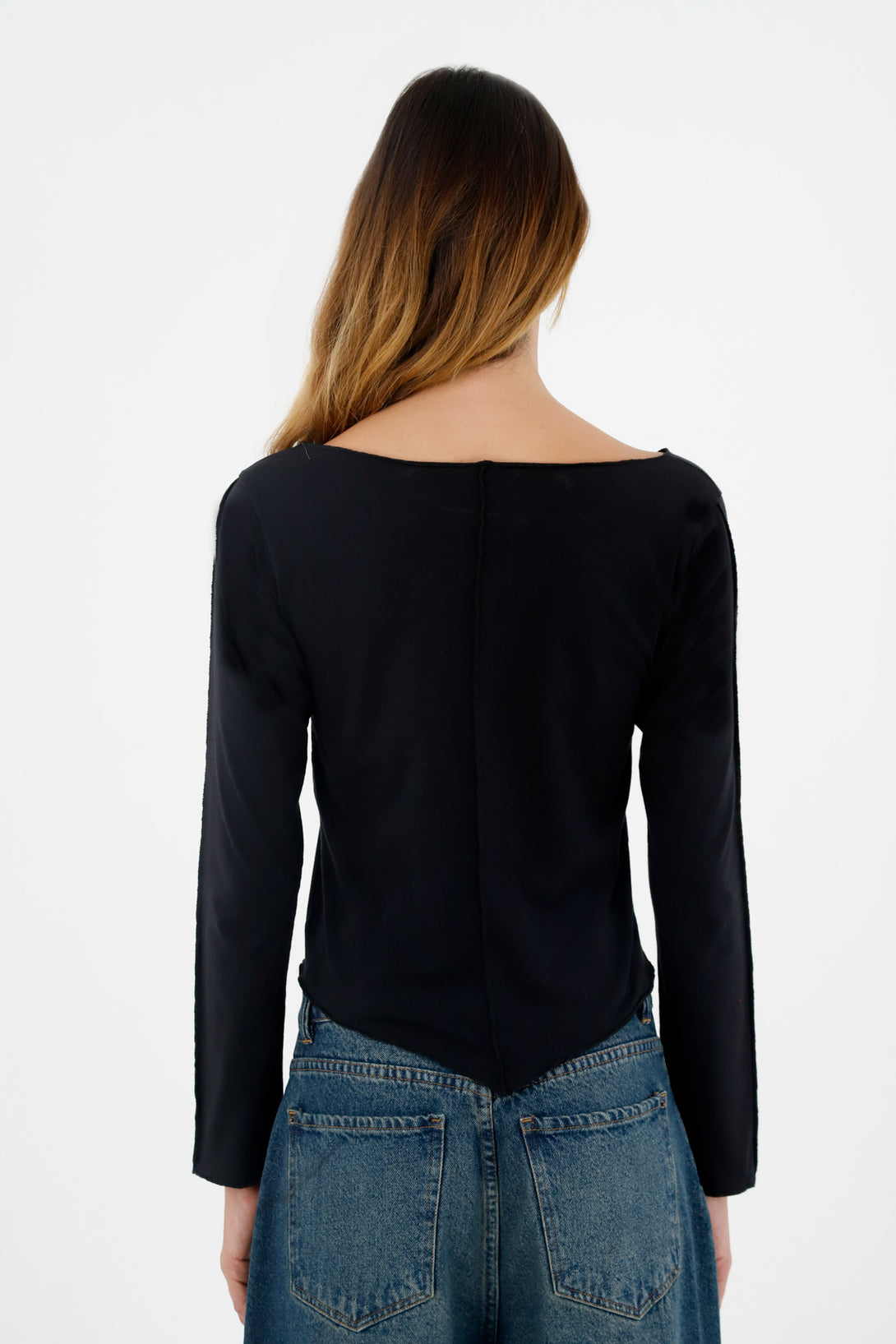 Women's Black Exposed Seam Shirt