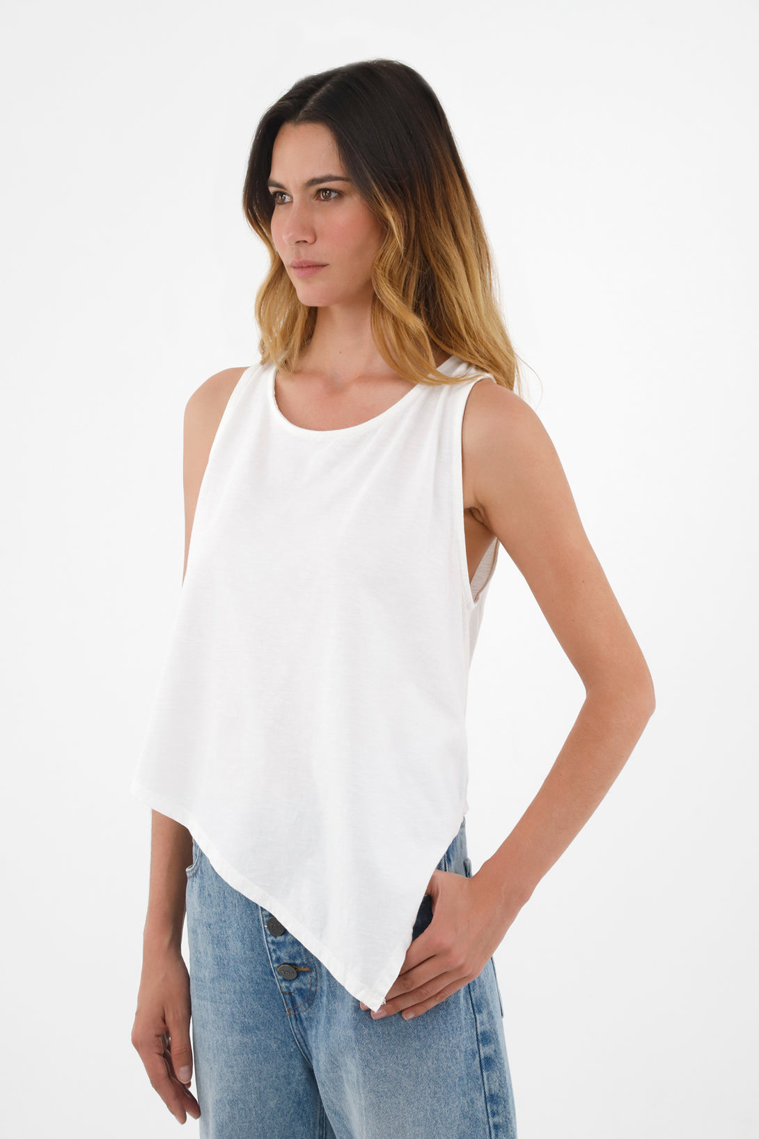 Women's Ecru Sleeveless T-Shirt