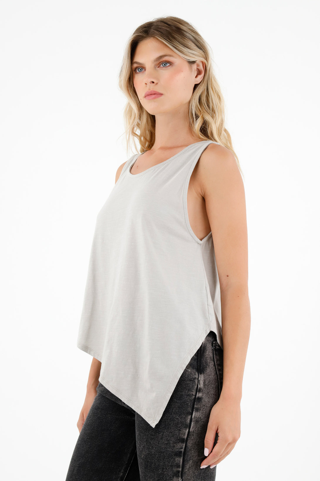 Women's Gray Sleeveless T-Shirt