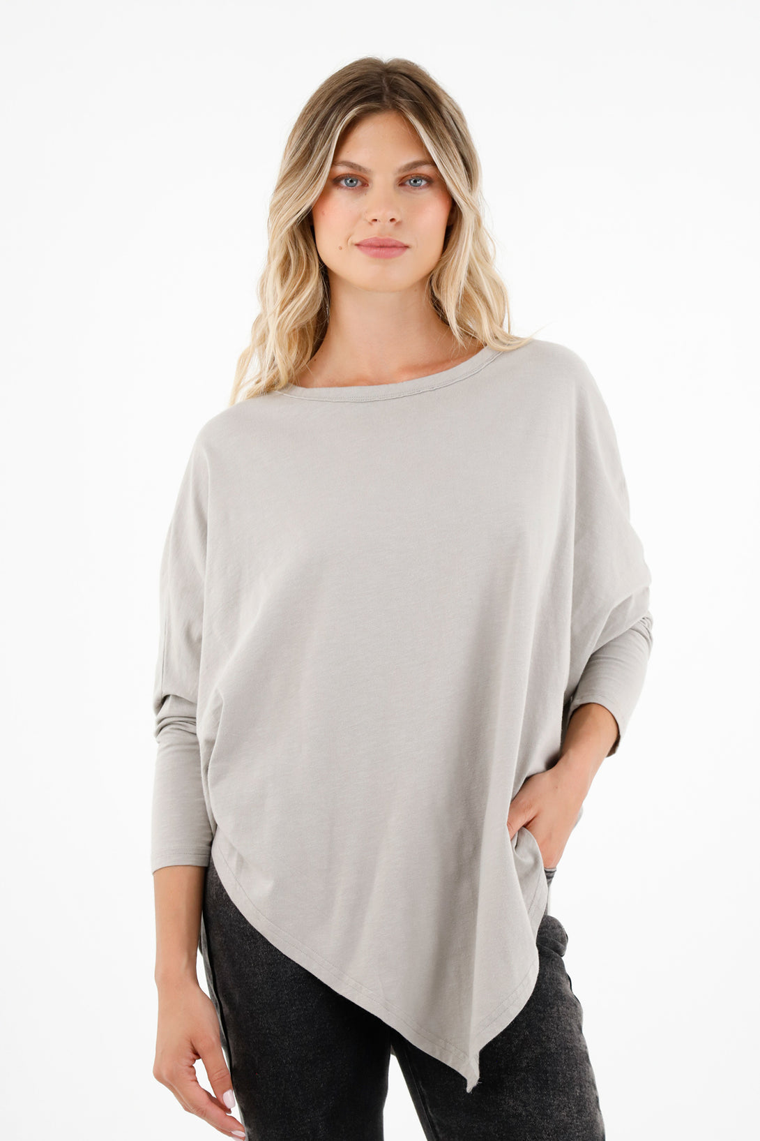 Women's Gray Oversized Long Sleeve Shirt