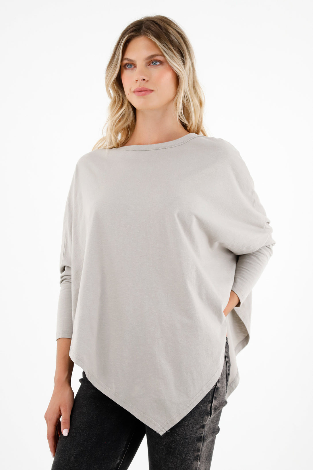 Women's Gray Oversized Long Sleeve Shirt