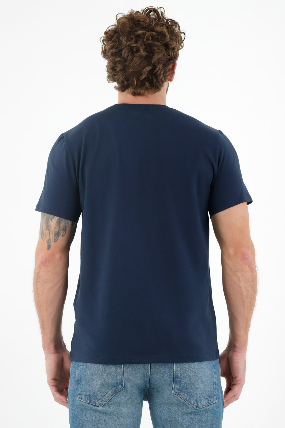 Camiseta azul cuello redondo para hombre