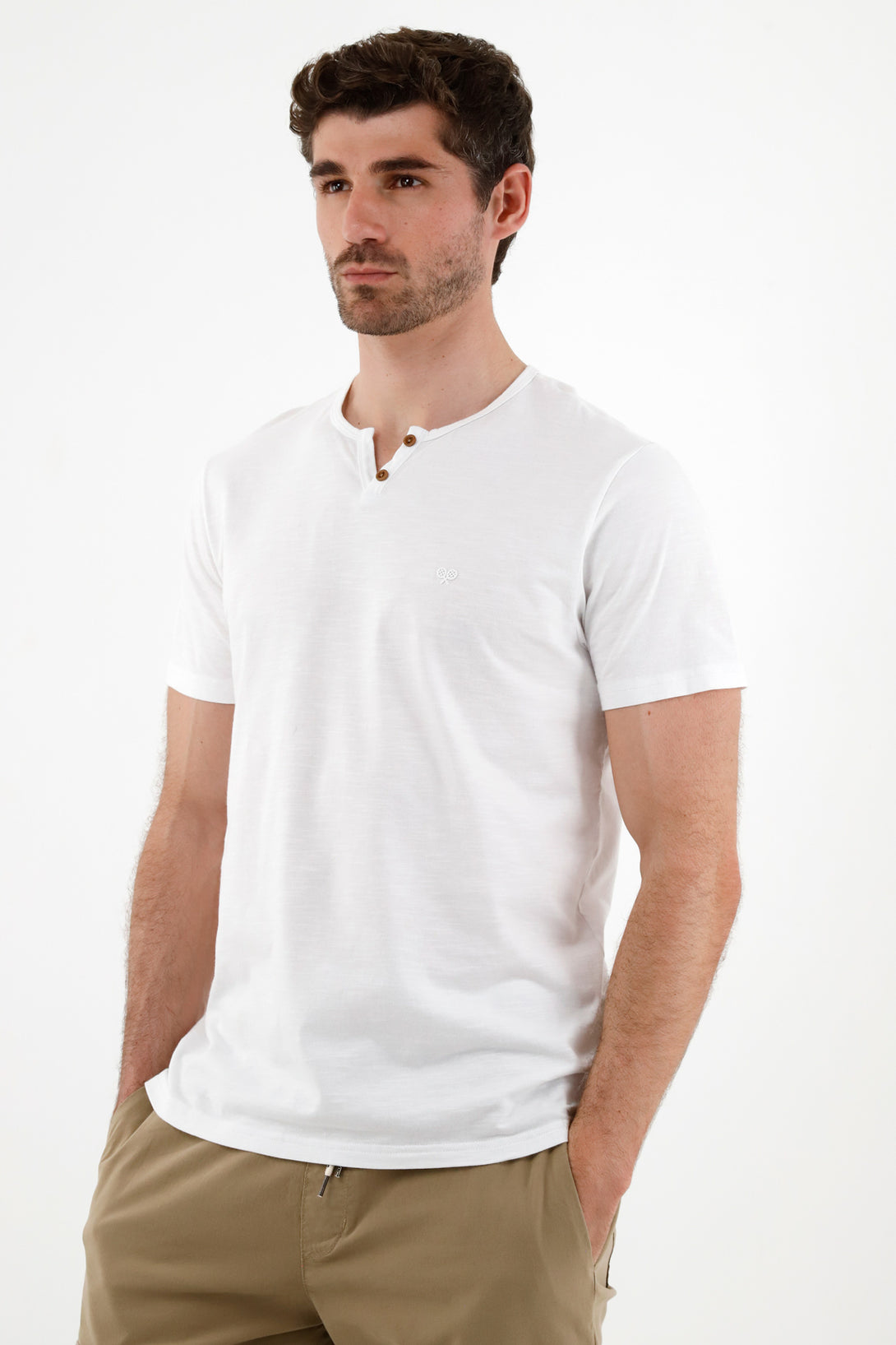 Camiseta blanco manga corta para hombre