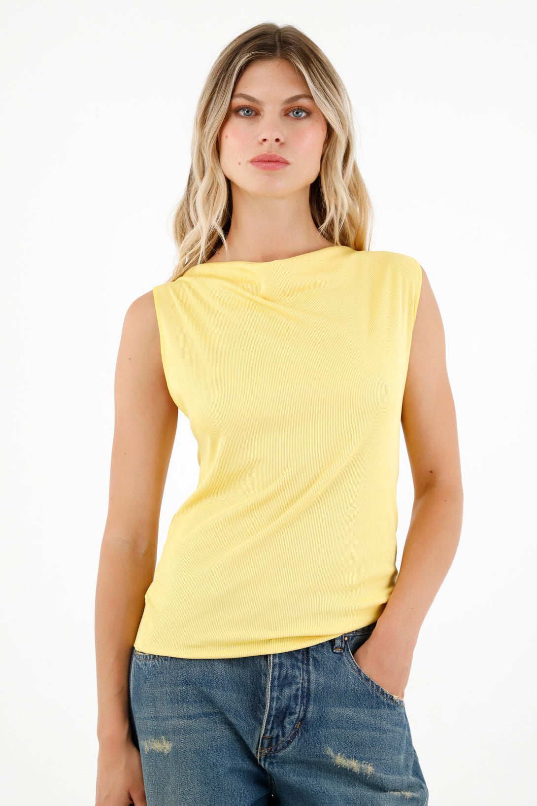 Women's Yellow Sleeveless Shirt