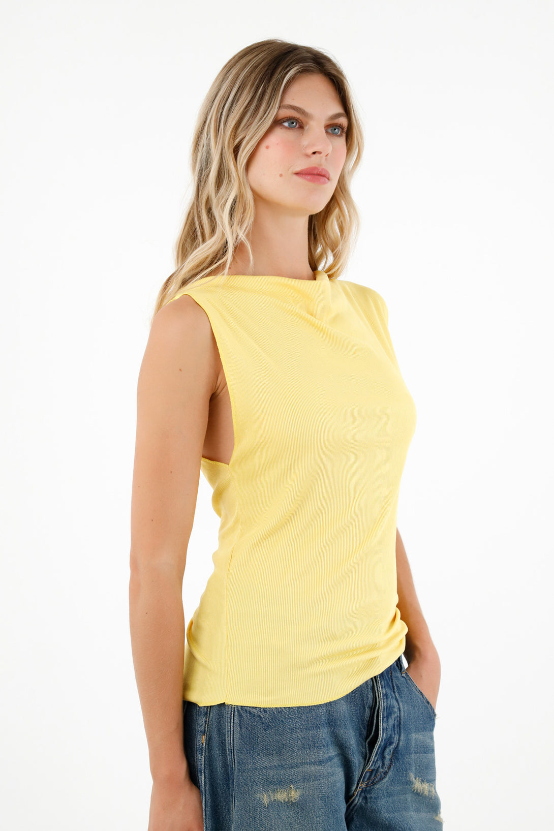 Women's Yellow Sleeveless Shirt