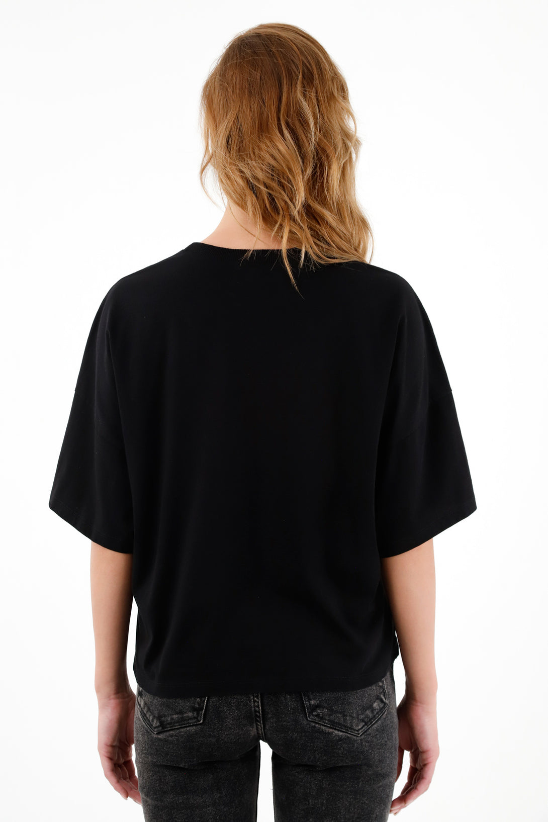 Women's Black Round Neck T-Shirt