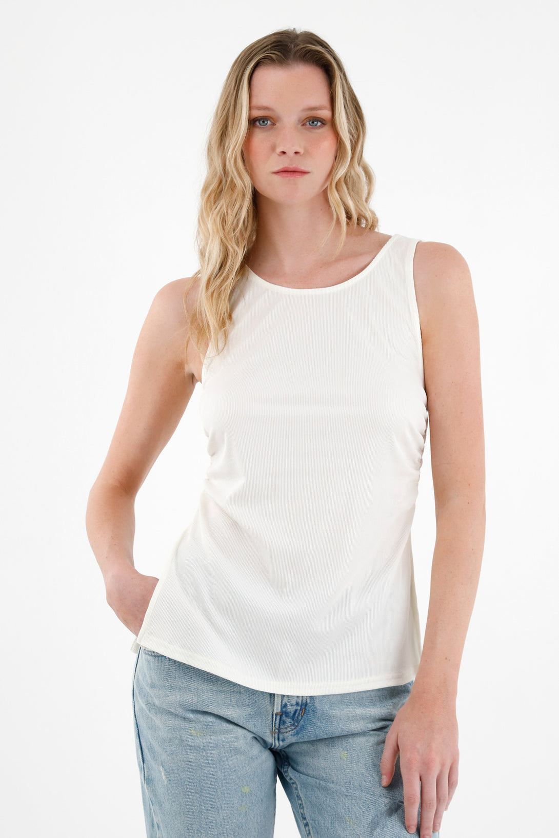 Women's Ribbed Ecru T-Shirt