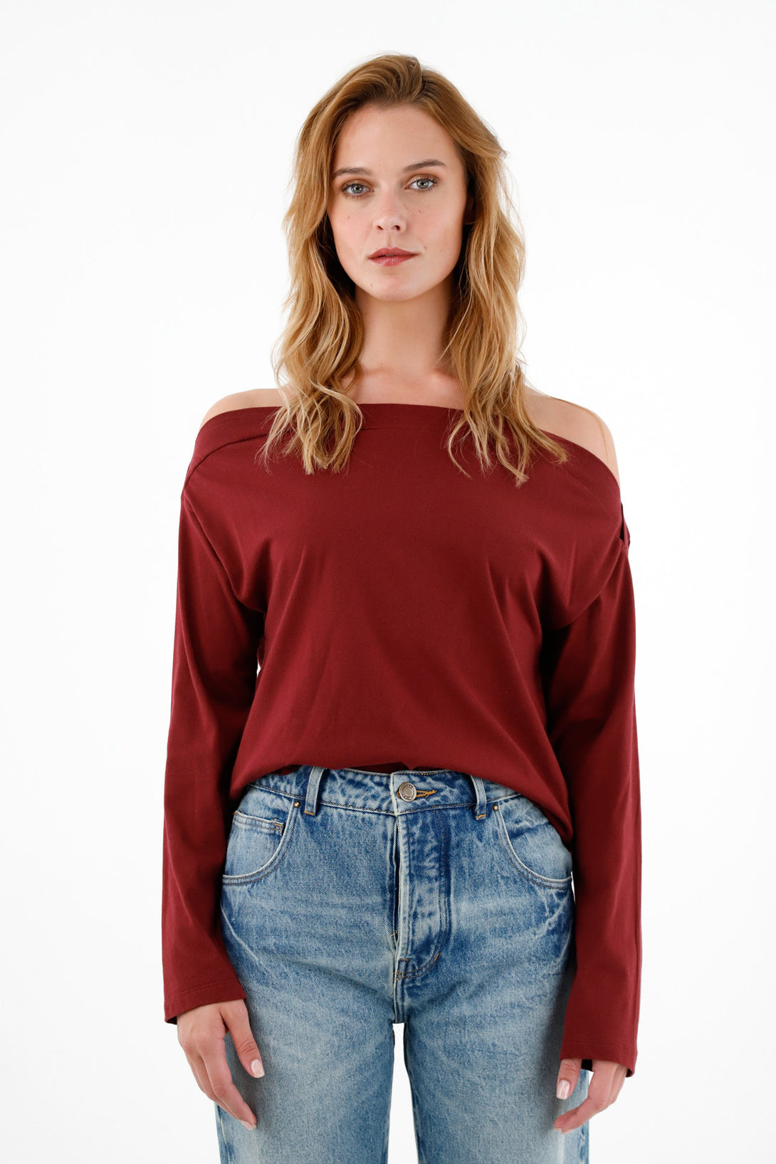 Women's Red Off-Shoulder T-Shirt