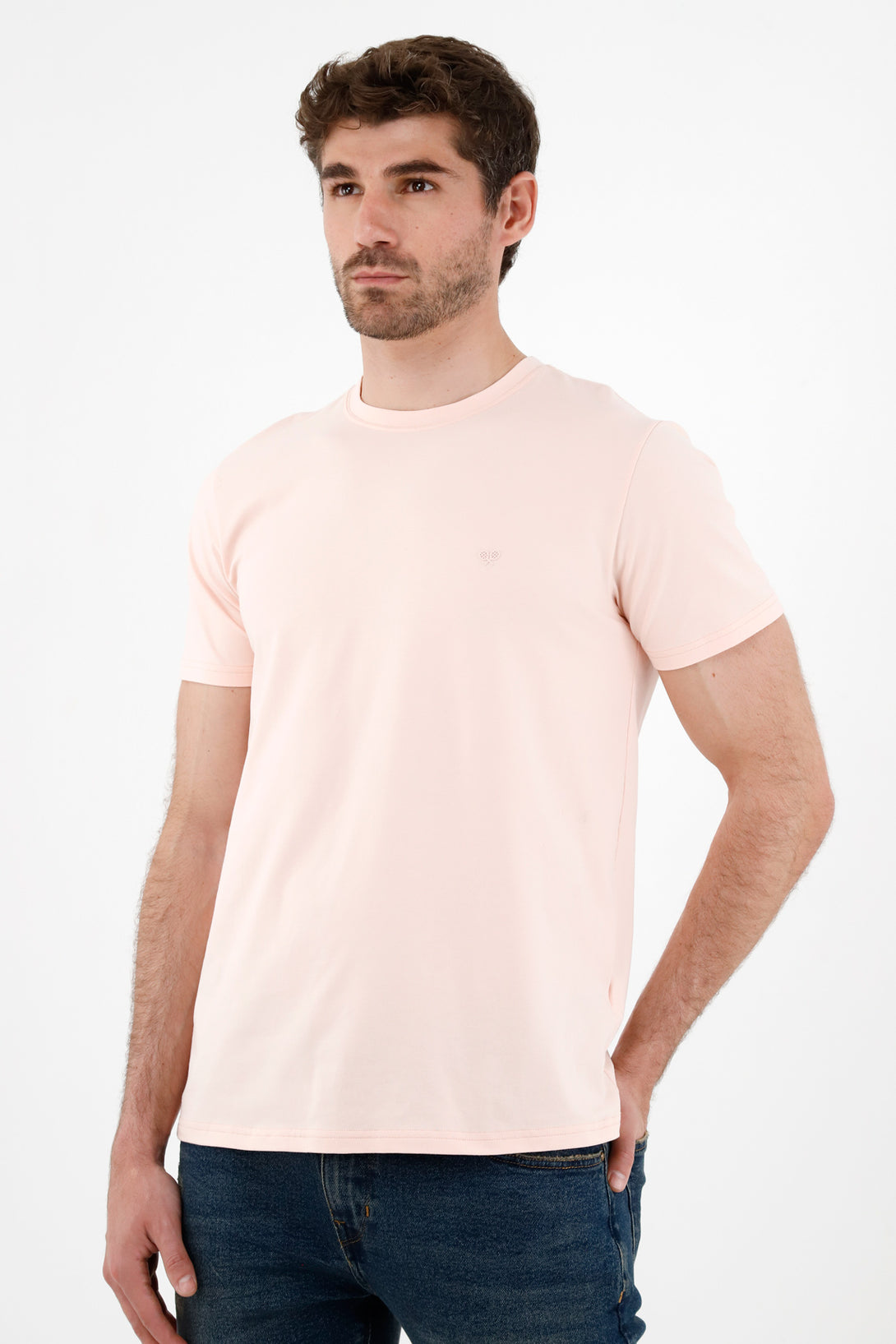 Camiseta rosada cuello redondo para hombre