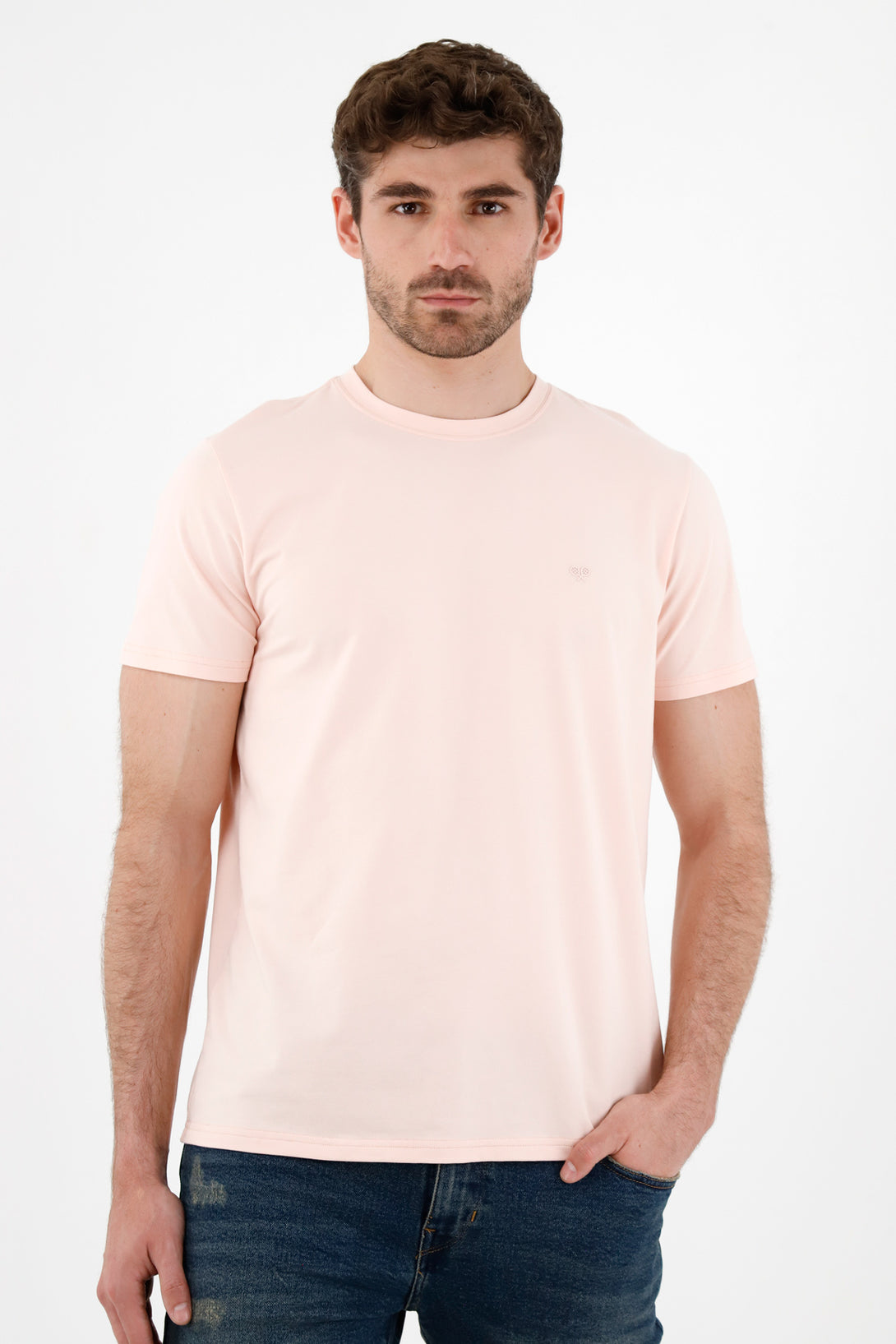 Camiseta rosada cuello redondo para hombre