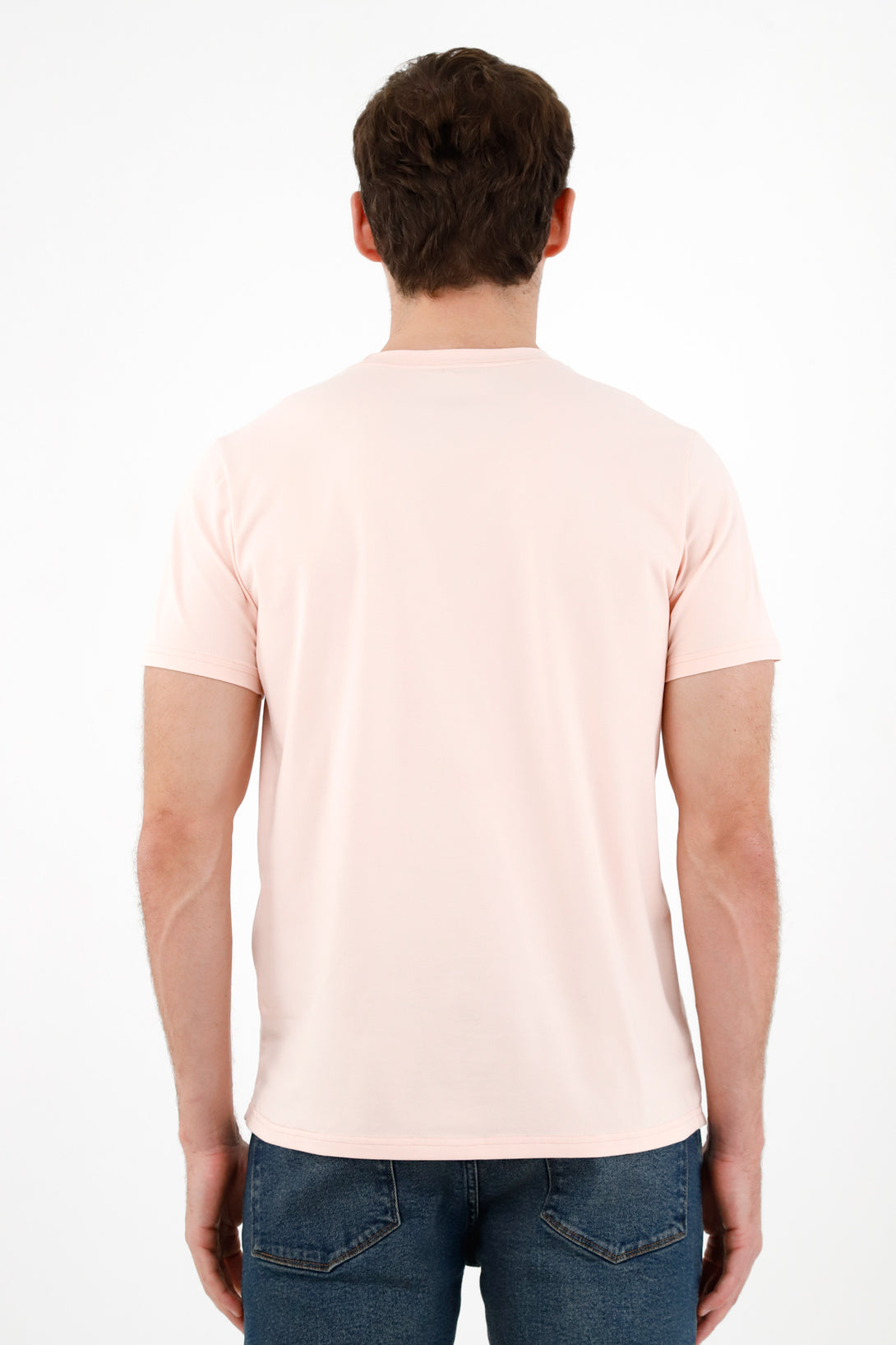 Camiseta rosada cuello redondo para hombre