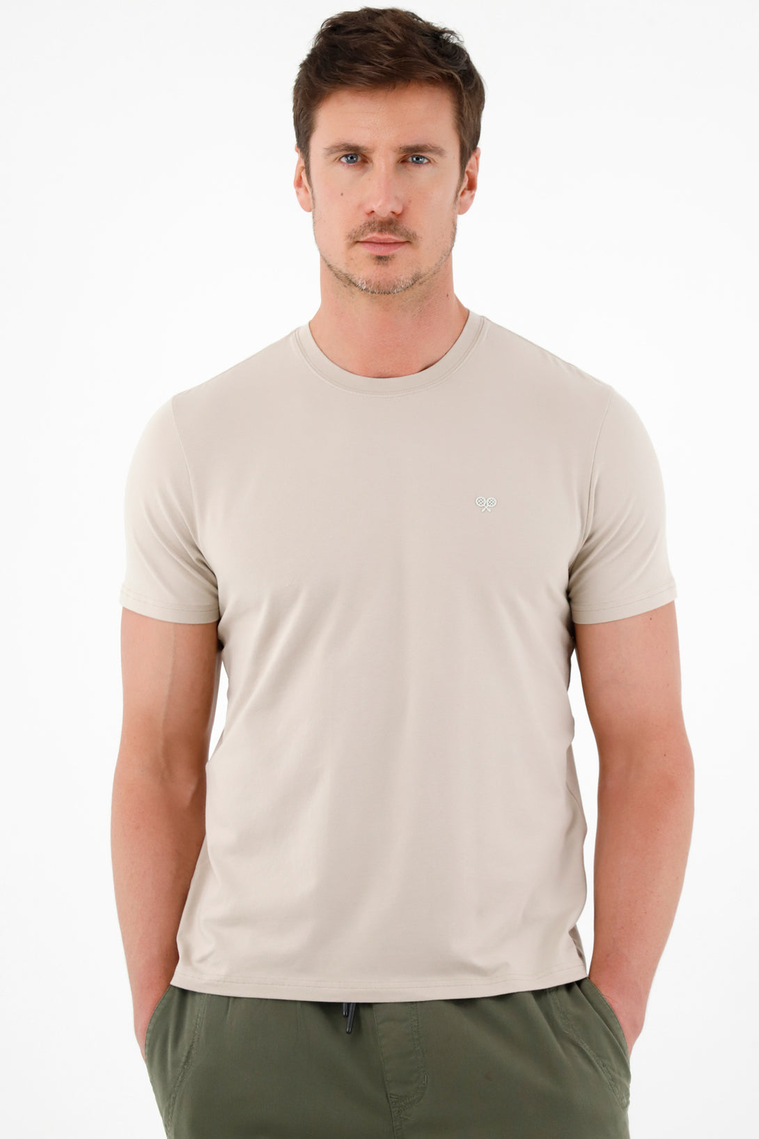 Camiseta gris cuello redondo para hombre