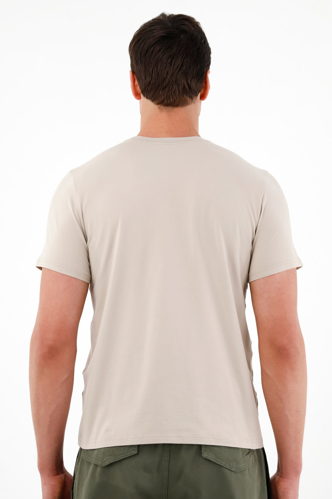 Camiseta gris cuello redondo para hombre