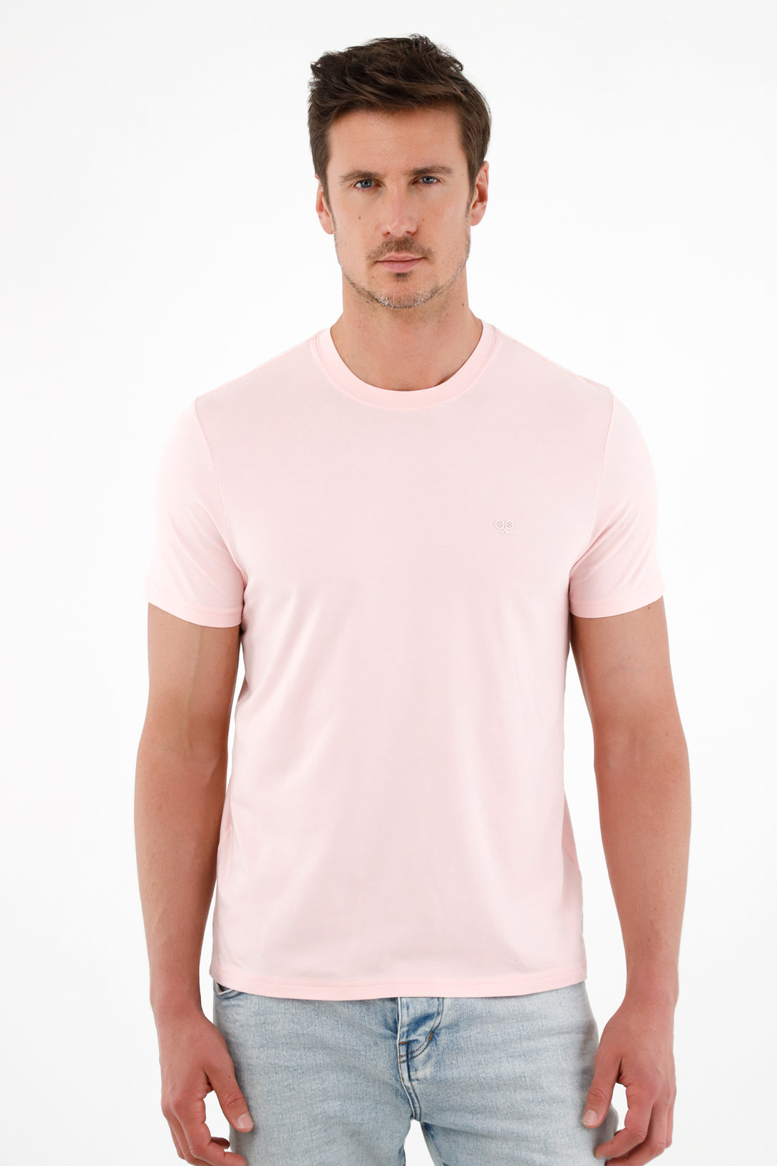 Camiseta rosada cuello redondo para hombre