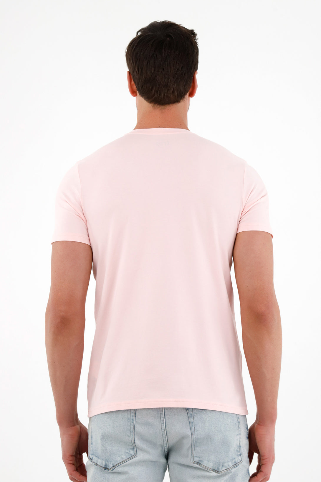 Camiseta rosada cuello redondo para hombre