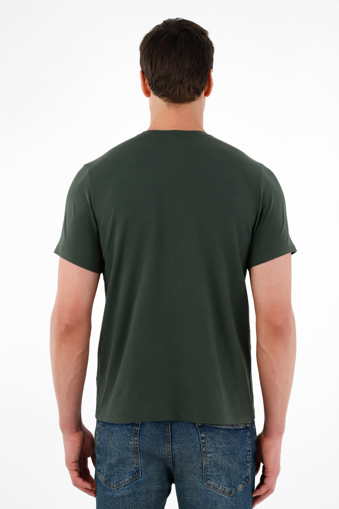 Camiseta verde con raqueta bordada para hombre