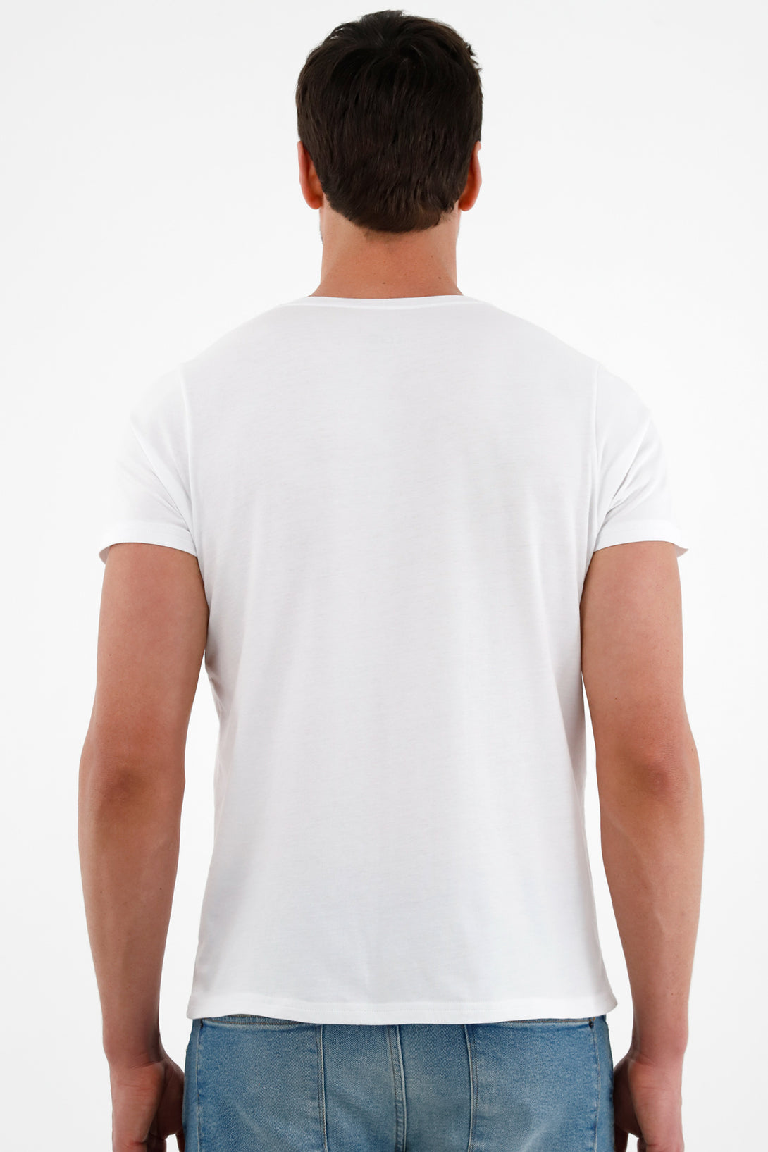 Camiseta blanca cuello en V para hombre