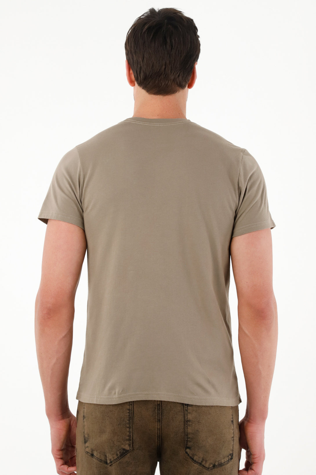 Men's Brown Tee with Mini Embroidery