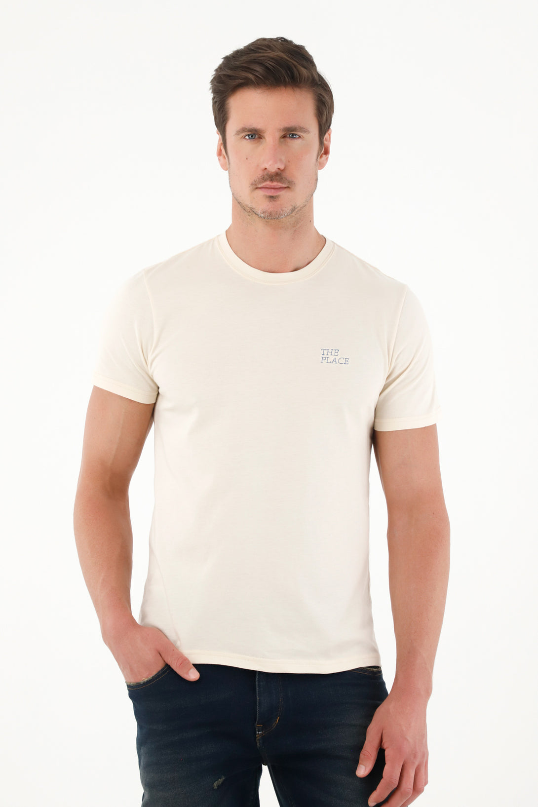 Men's Short Sleeve Beige Tee