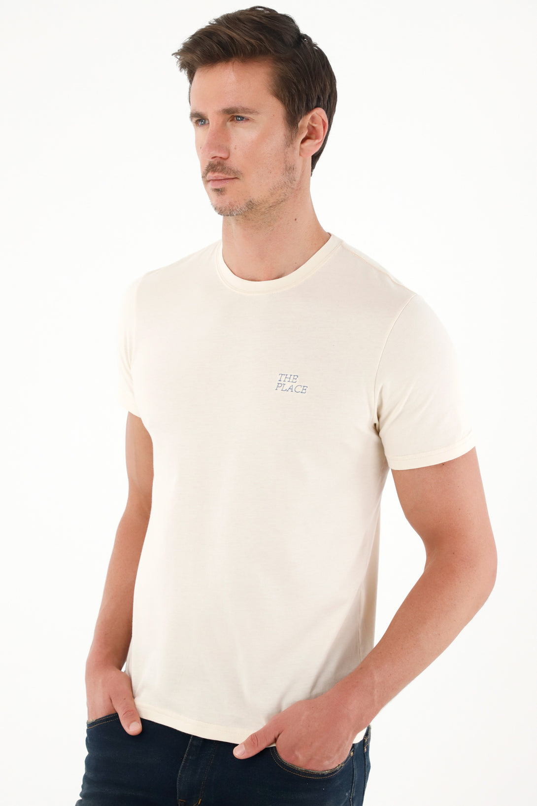 Men's Short Sleeve Beige Tee