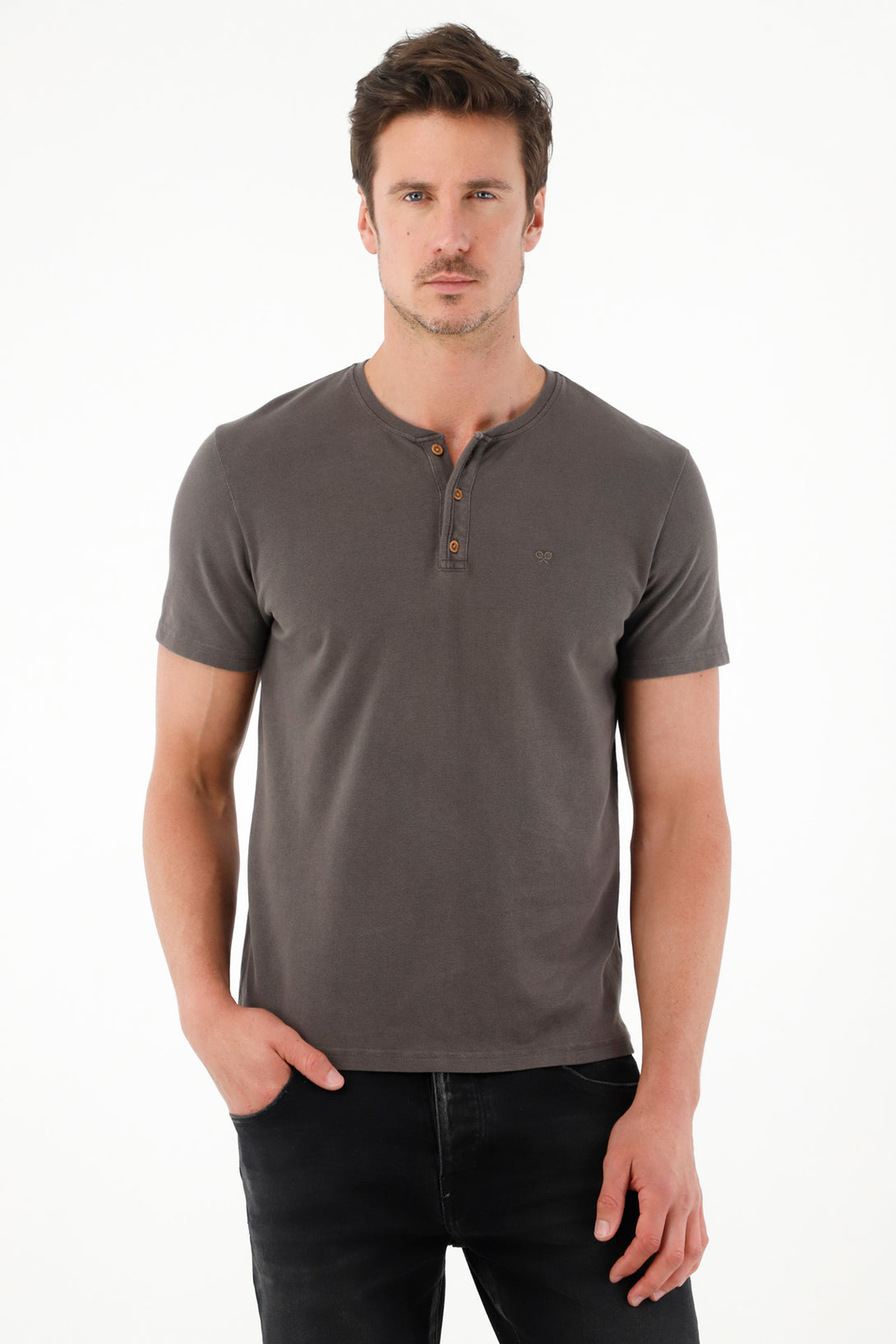 Men's Gray Regular Fit T-Shirt