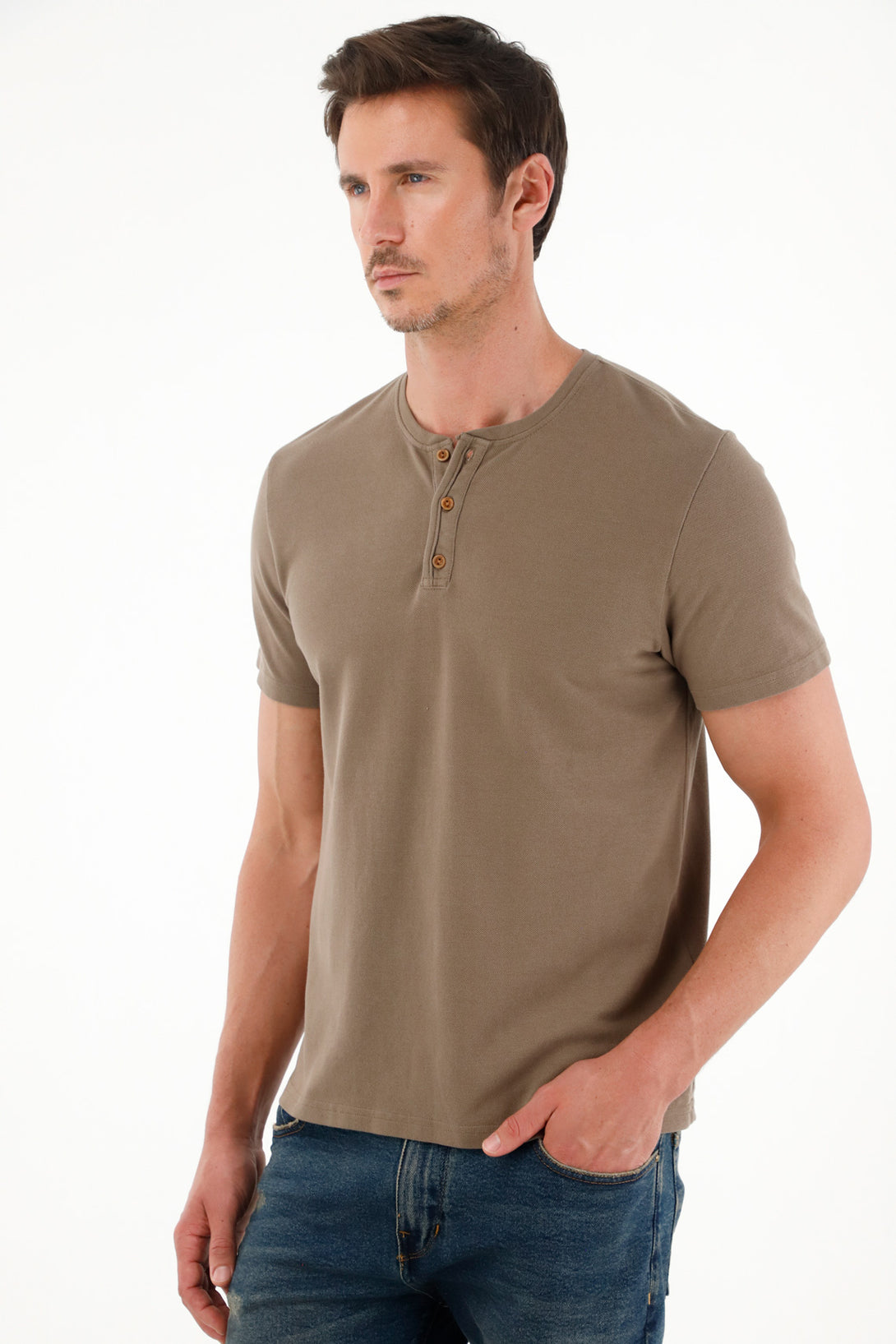 Men's Regular Fit Brown T-Shirt