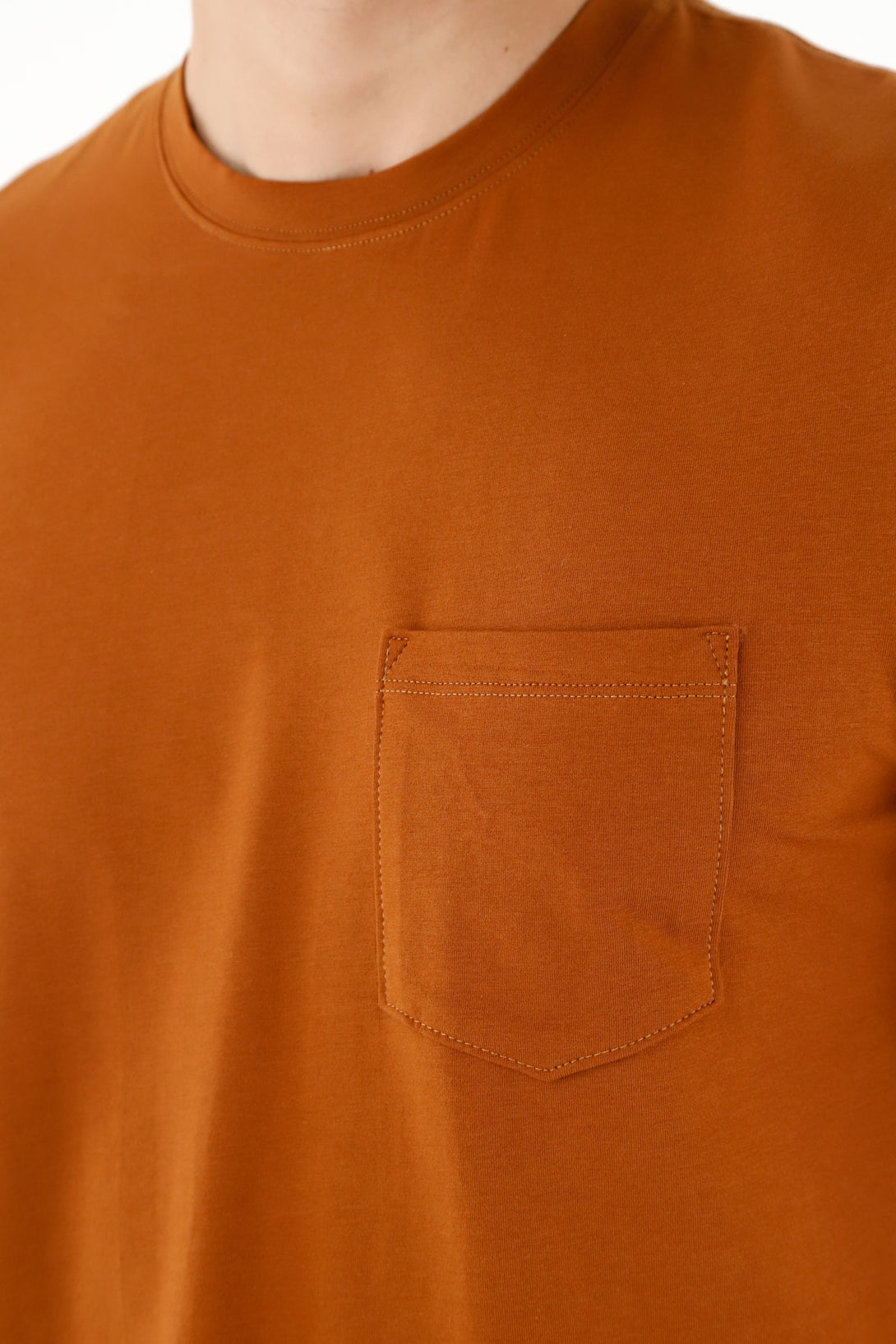 Men's Brown T-Shirt with Front Pocket