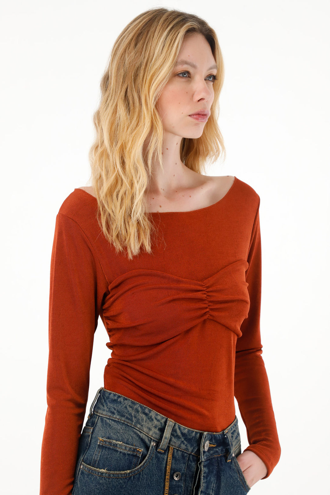 Women's Red Long Sleeve Shirt