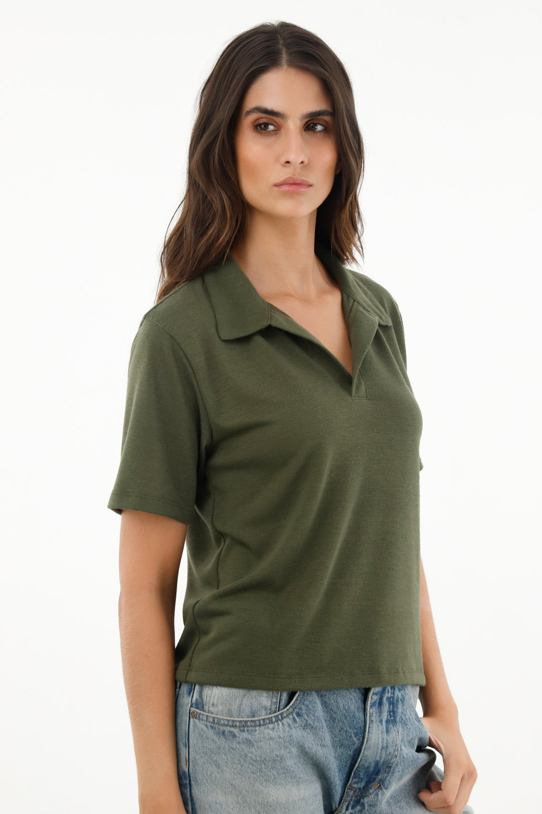 Women's Green Short Sleeve Polo T-Shirt