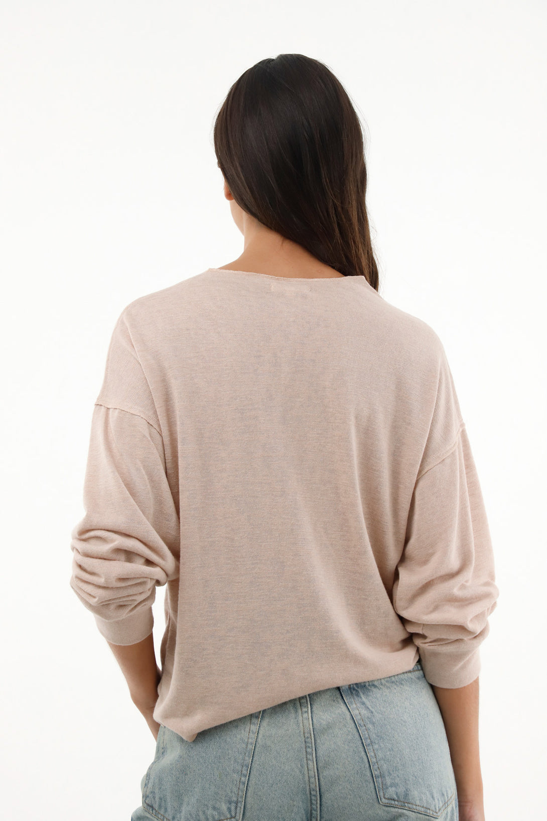 Women's oversized long sleeve cream t-shirt