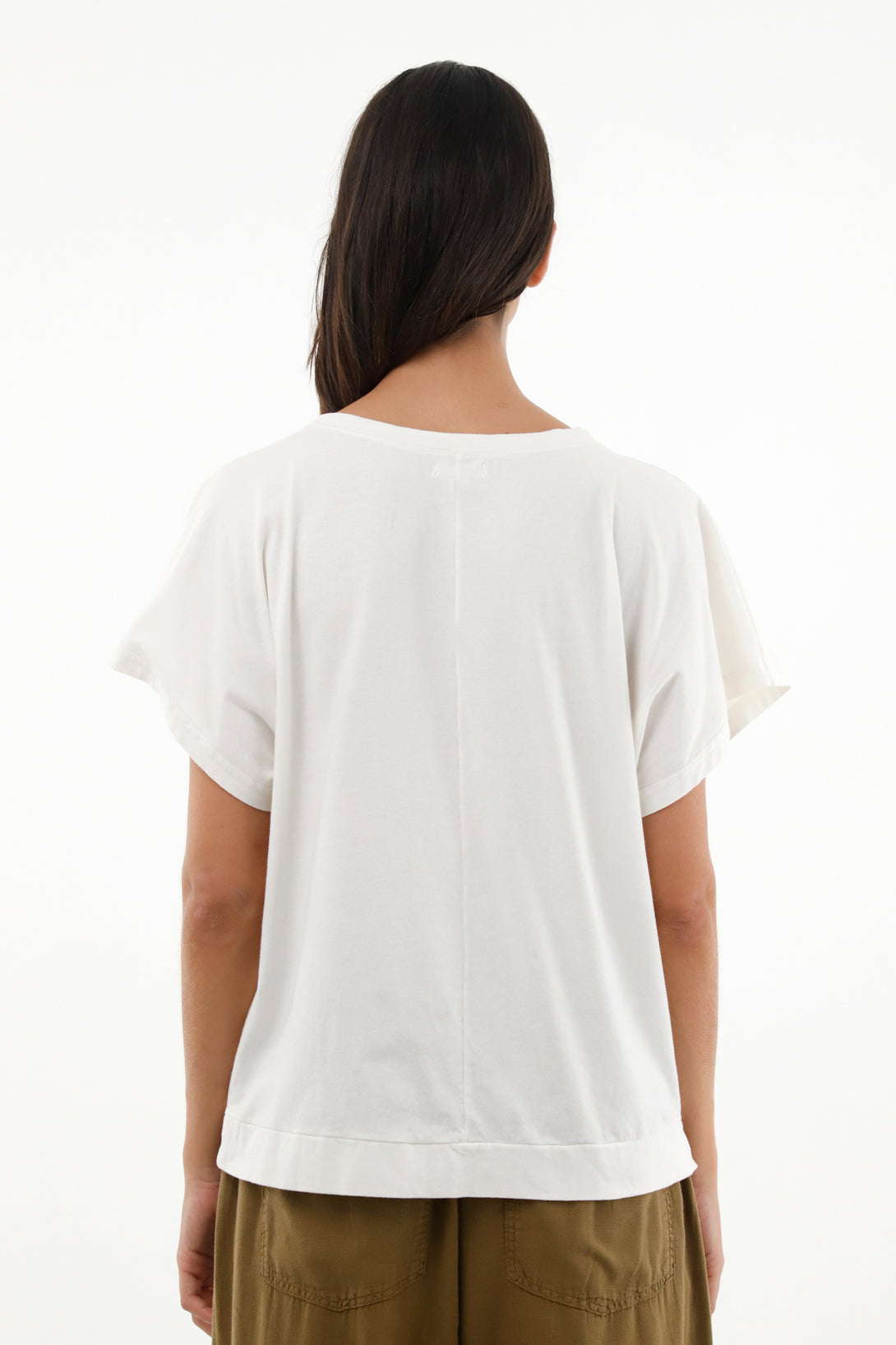 Women's Off-White Round Neck T-Shirt in 100% Cotton