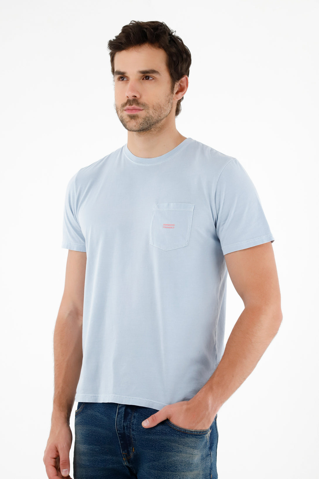 Camiseta azul con estampado para hombre