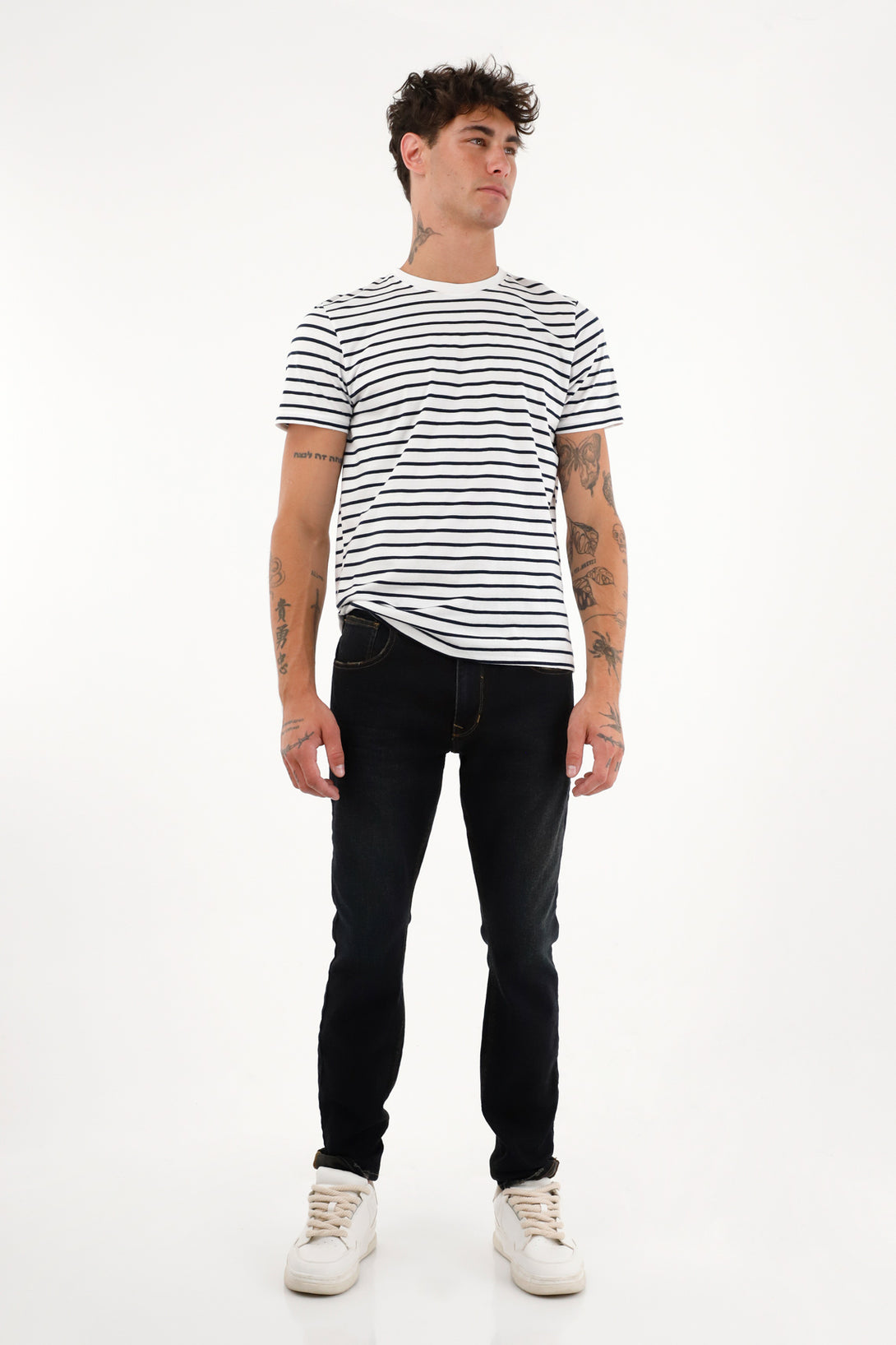 Men's White Striped T-Shirt