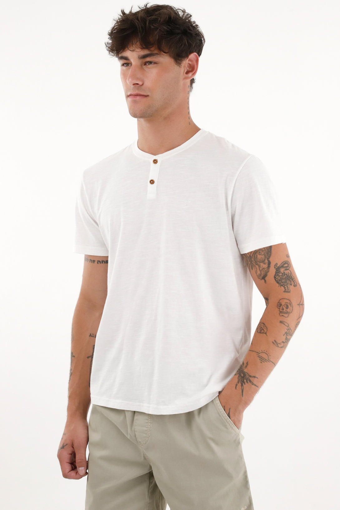 Camiseta blanca manga corta para hombre