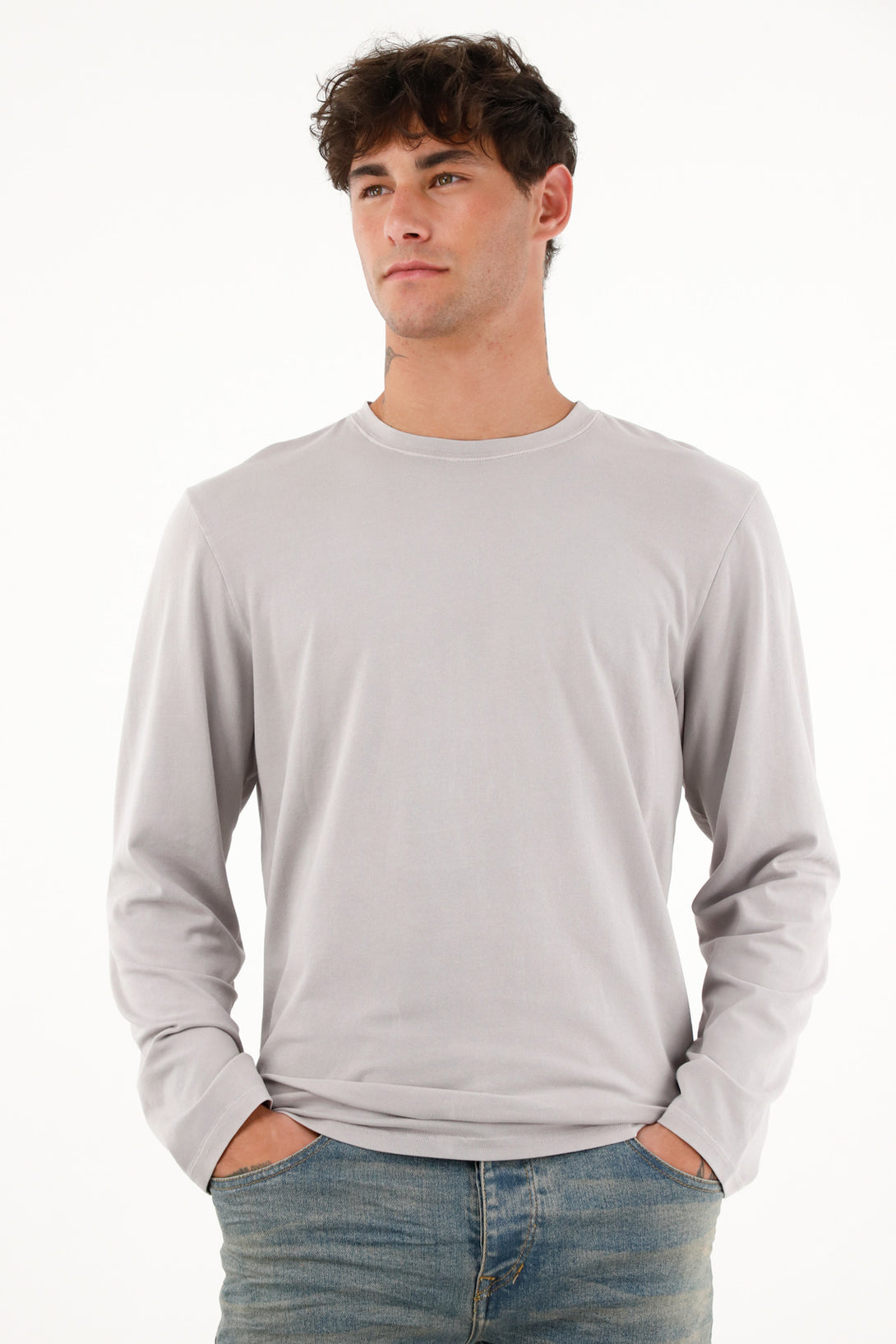 Men's Gray Long-Sleeve T-Shirt