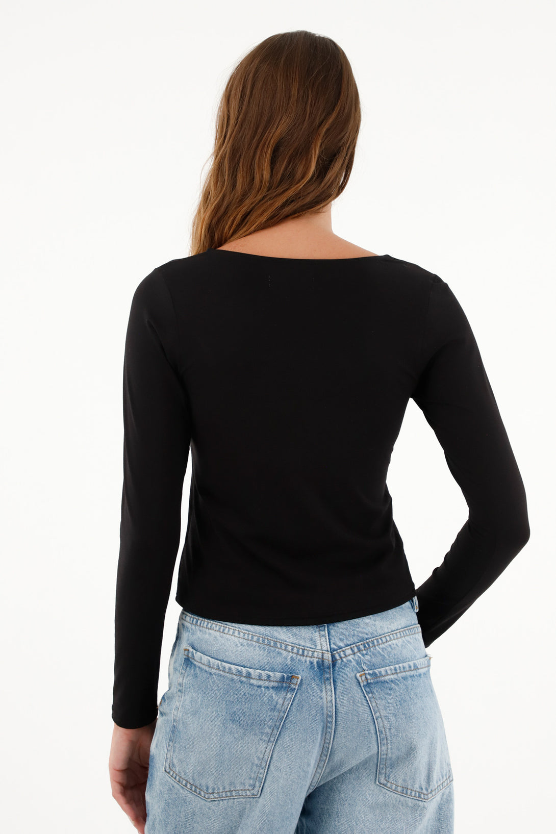 Women's Black Square Neck T-Shirt