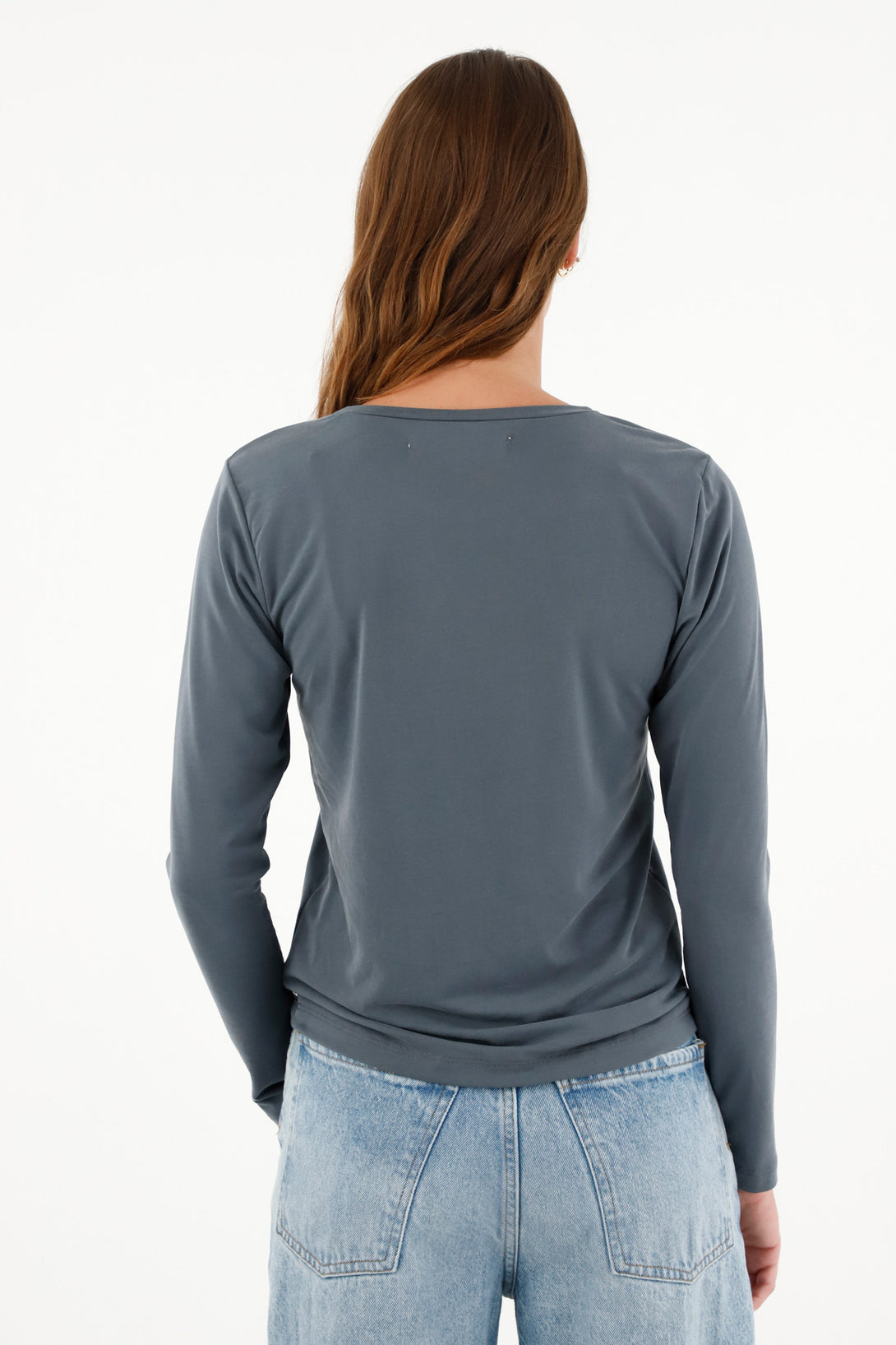 Women's Blue Long-Sleeve T-Shirt