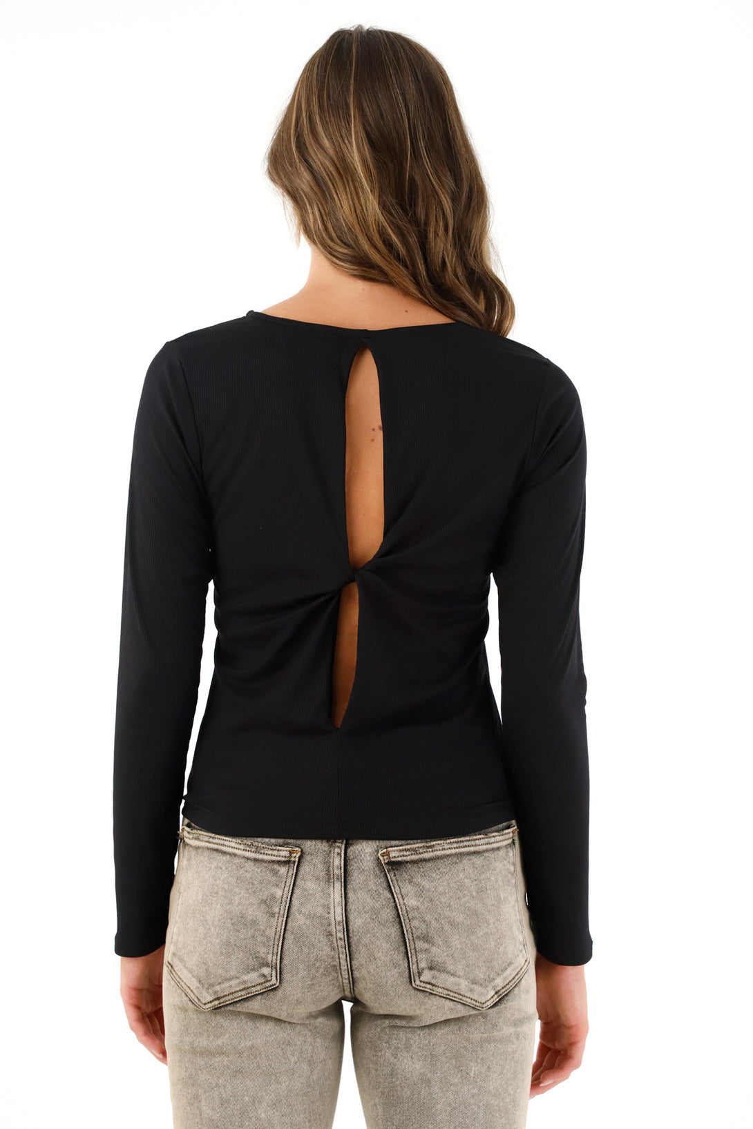 Women's Long Sleeve Black Rib T-Shirt