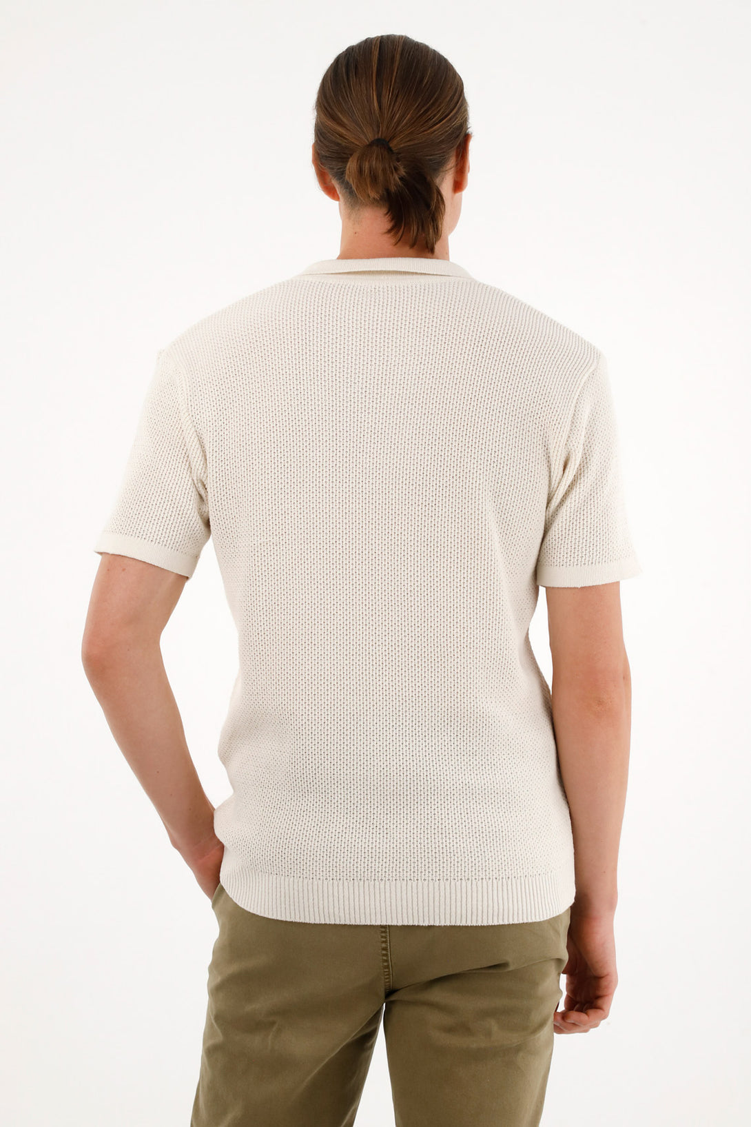 Men's cream knit t-shirt