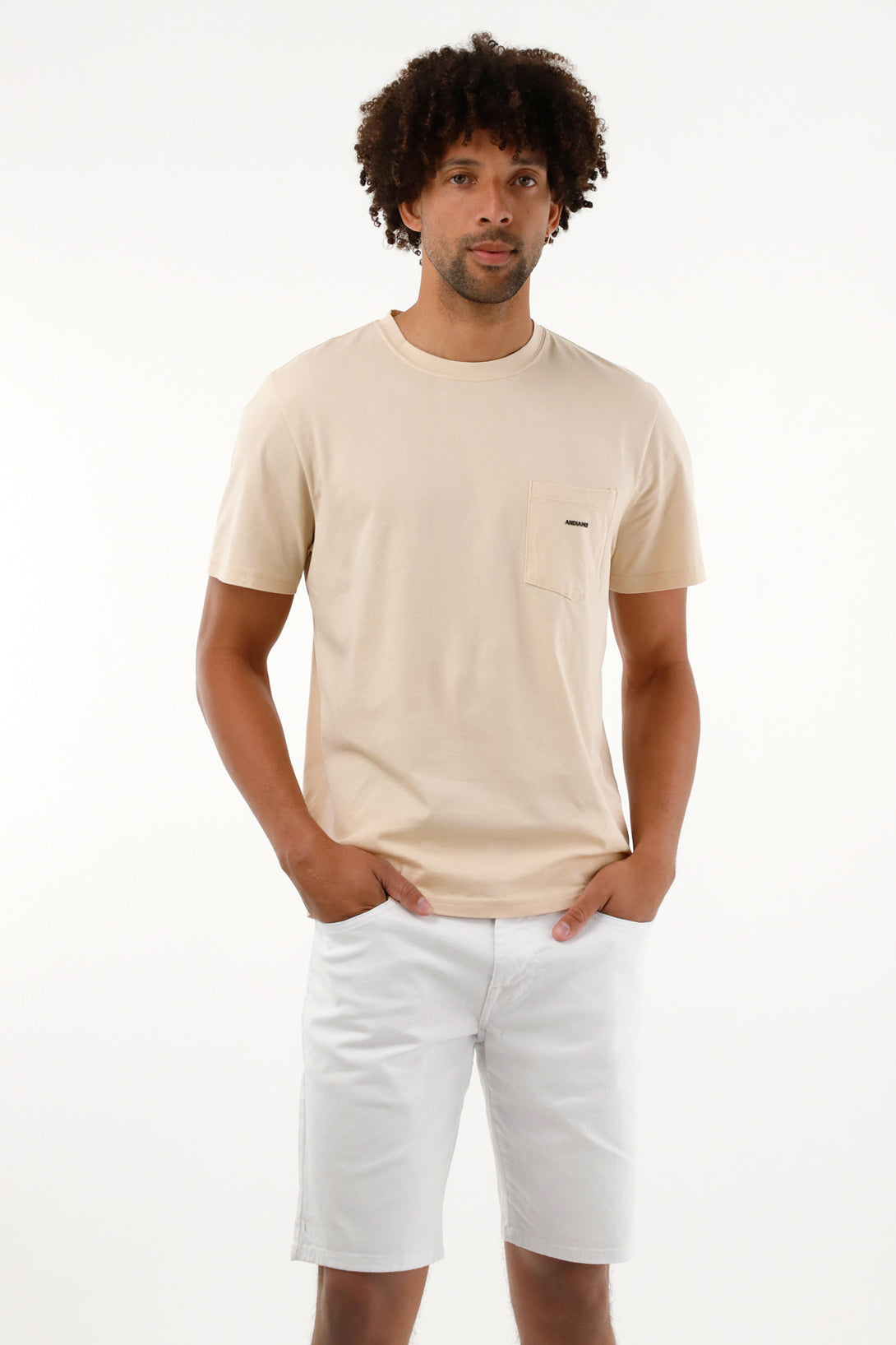 Men's Off-White T-Shirt with Front Pocket