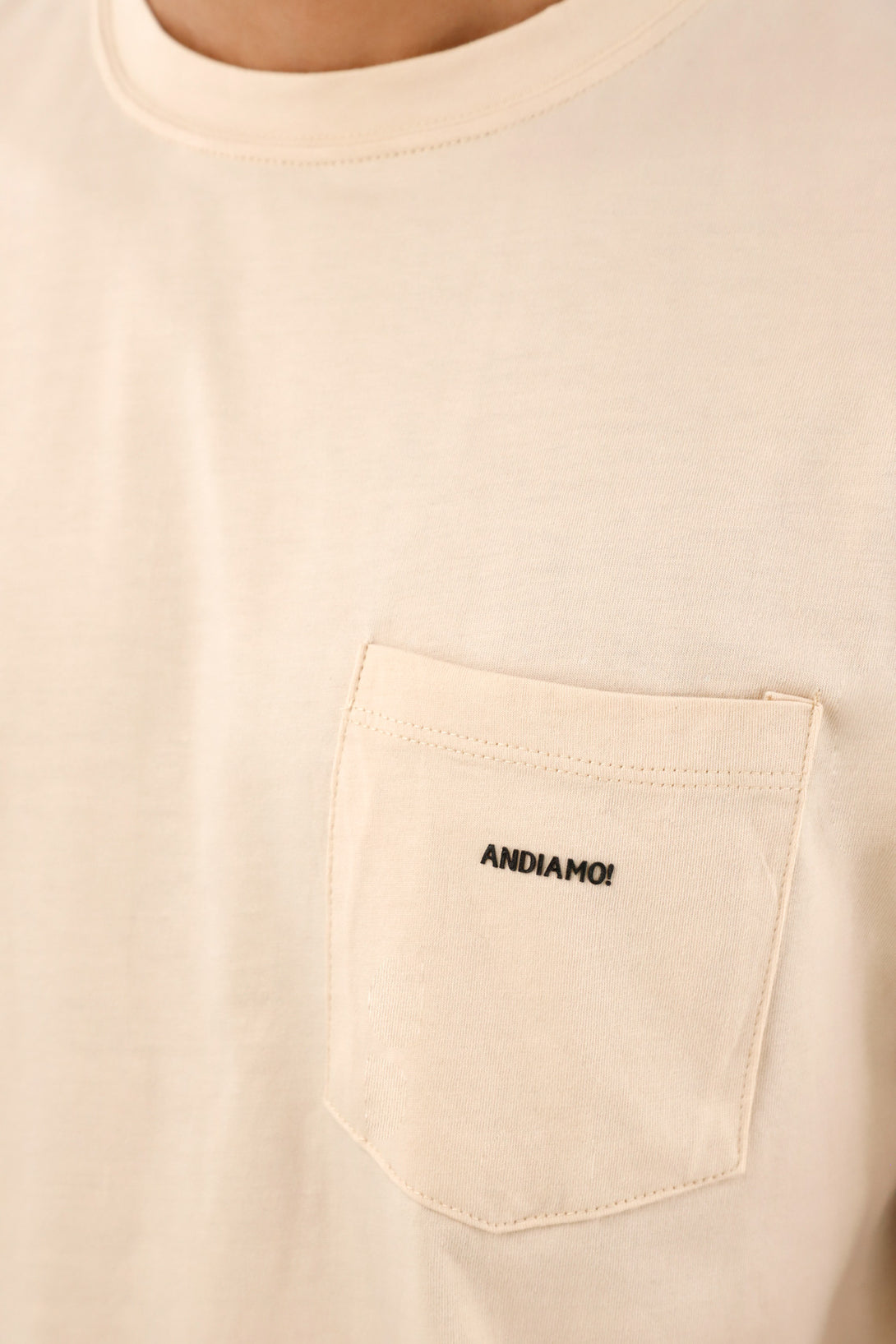 Men's Off-White T-Shirt with Front Pocket